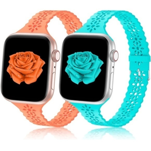 Style Up Your Apple Watch **Lace Slim Silicone Watch Band** - 2 Pack, 42/44/45mm - Picture 1 of 5